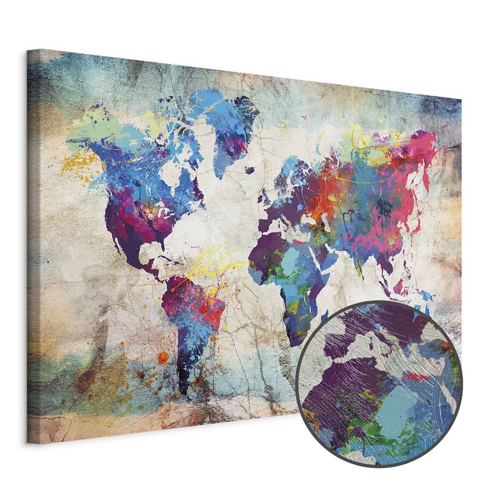 Abstract Colourful World Map Canvas Print