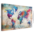 Abstract Colourful World Map Canvas Print
