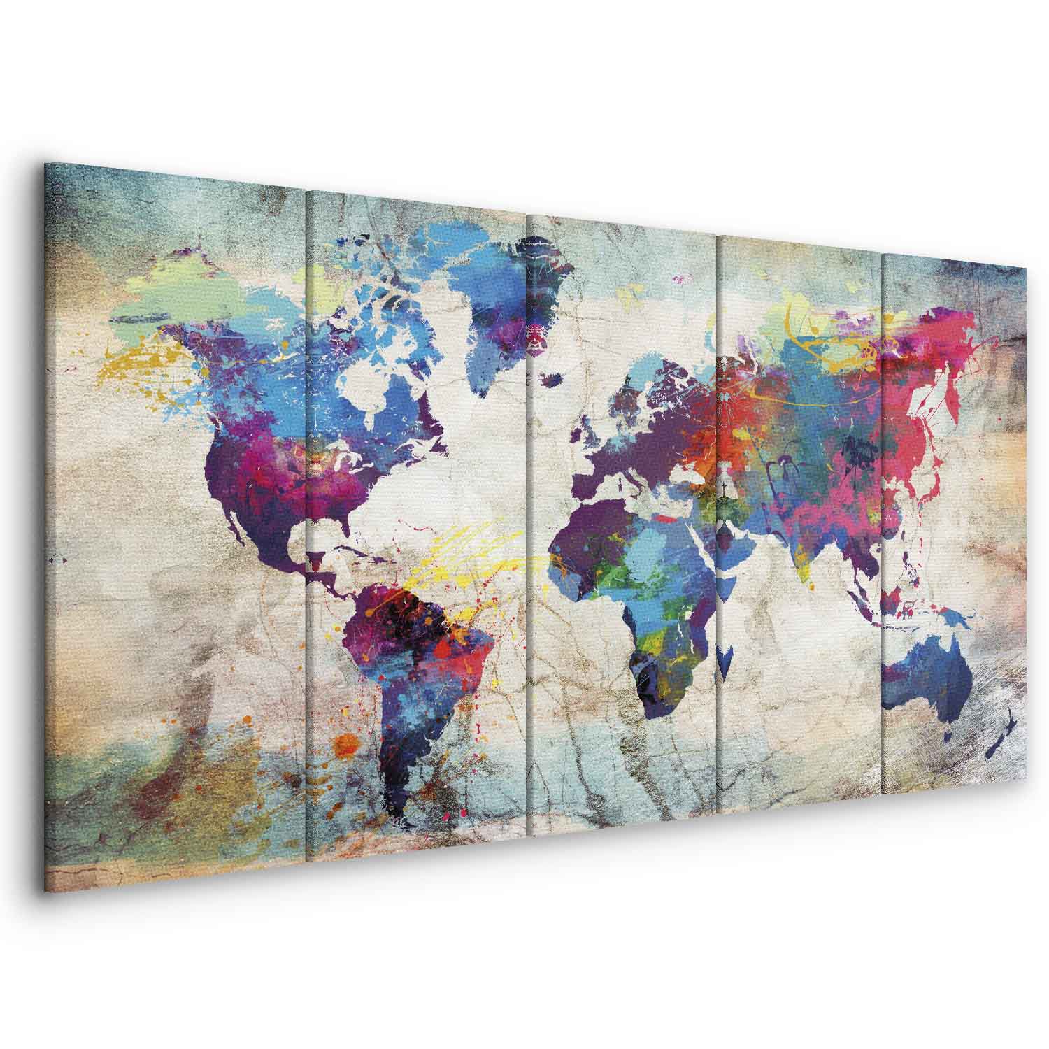Cracked Wall World Map Canvas Print