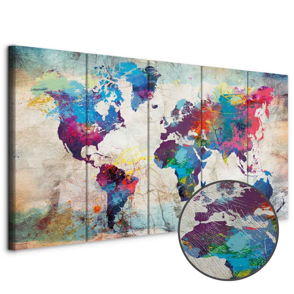Cracked Wall World Map Canvas Print
