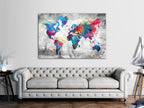 Grey World Map Decorative Pinboard