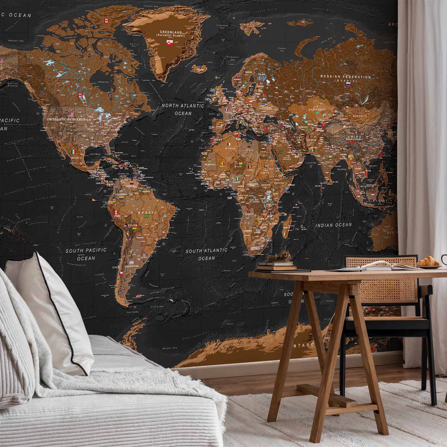 Stylish World Map Wall Mural