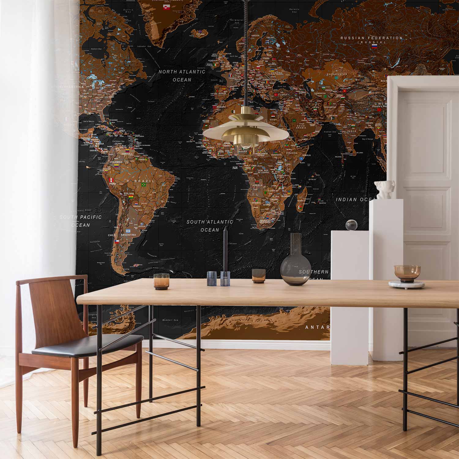 Stylish World Map Wall Mural