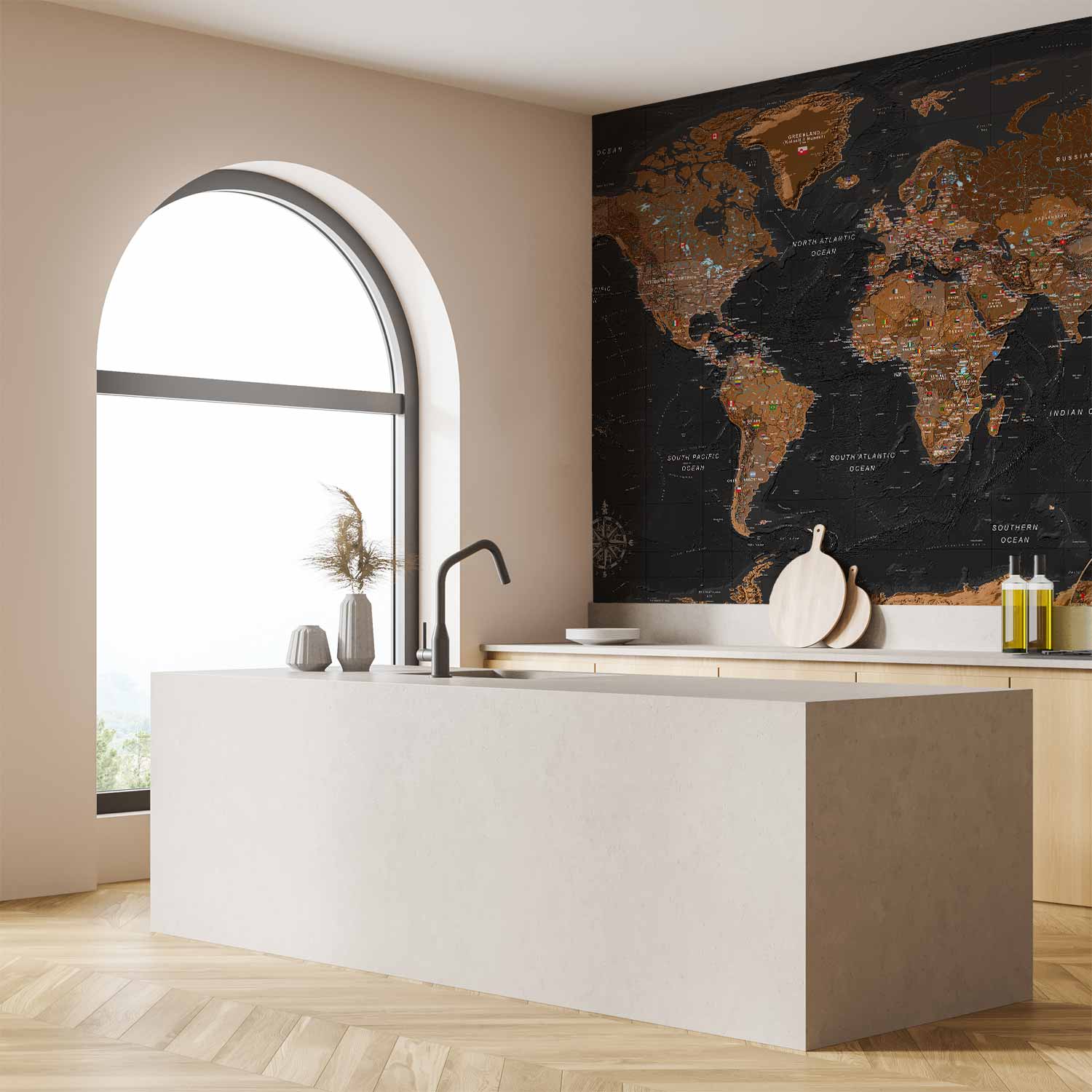 Stylish World Map Wall Mural