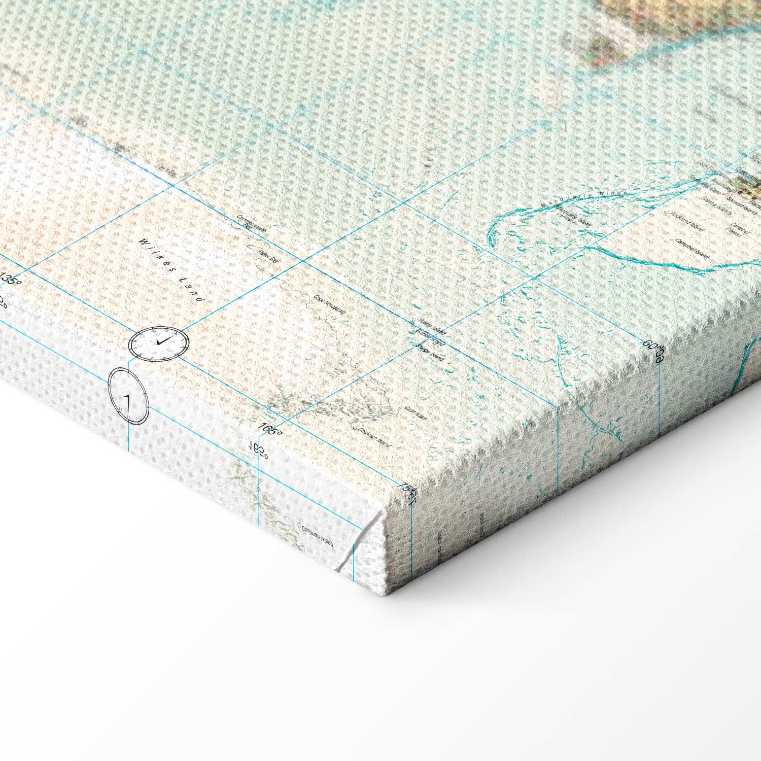 Geometric World Map Blue Green Canvas Print