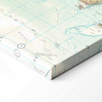 Geometric World Map Blue Green Canvas Print