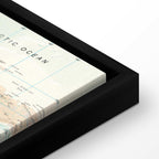 Geometric World Map Blue Green Canvas Print