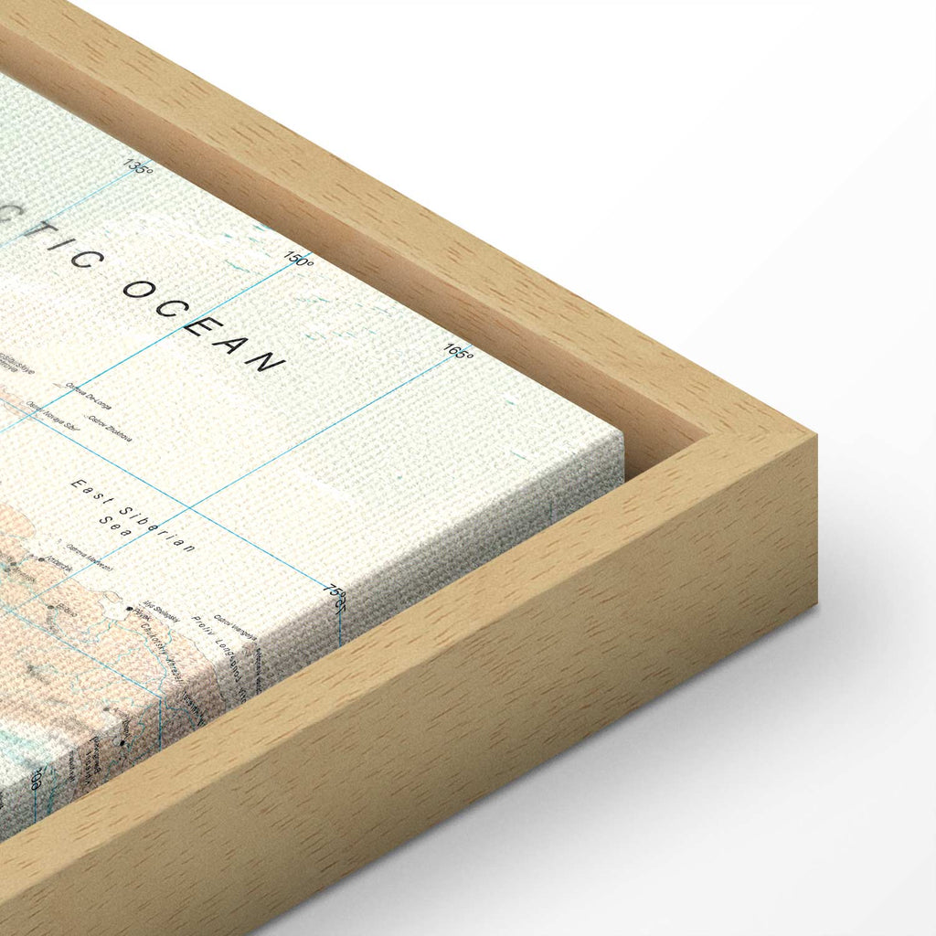 Geometric World Map Blue Green Canvas Print