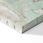 Geometric World Map Blue Green Canvas Print