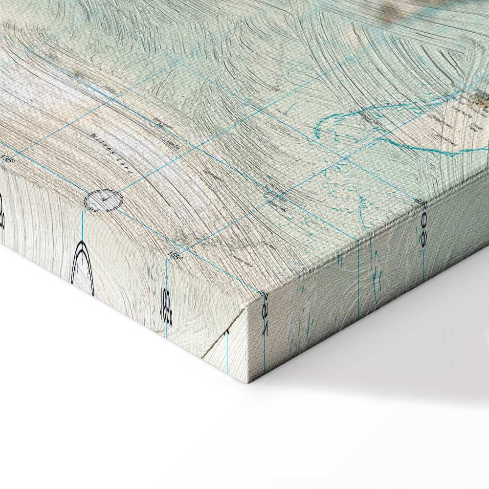 Geometric World Map Blue Green Canvas Print