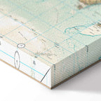 Geometric World Map Blue Green Canvas Print