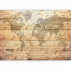 World Map Wooden Boards Texture Wall Mural