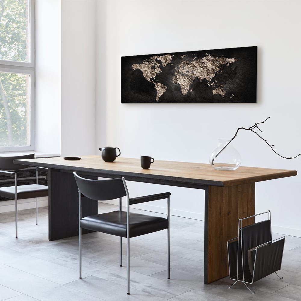 Black Textured World Map Canvas Print
