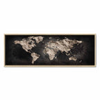 Black Textured World Map Canvas Print