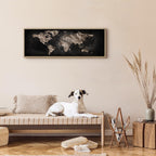 Black Textured World Map Canvas Print