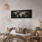 Black Textured World Map Canvas Print