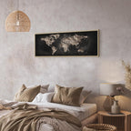Black Textured World Map Canvas Print