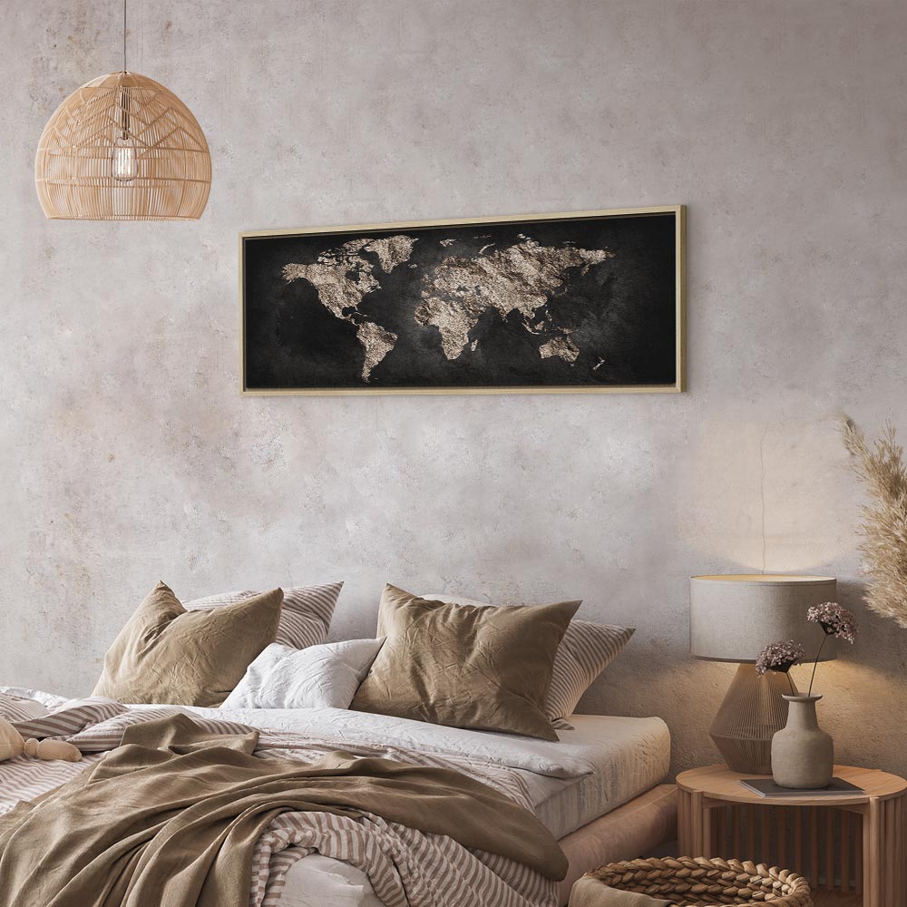 Black Textured World Map Canvas Print