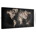 Black Textured World Map Canvas Print