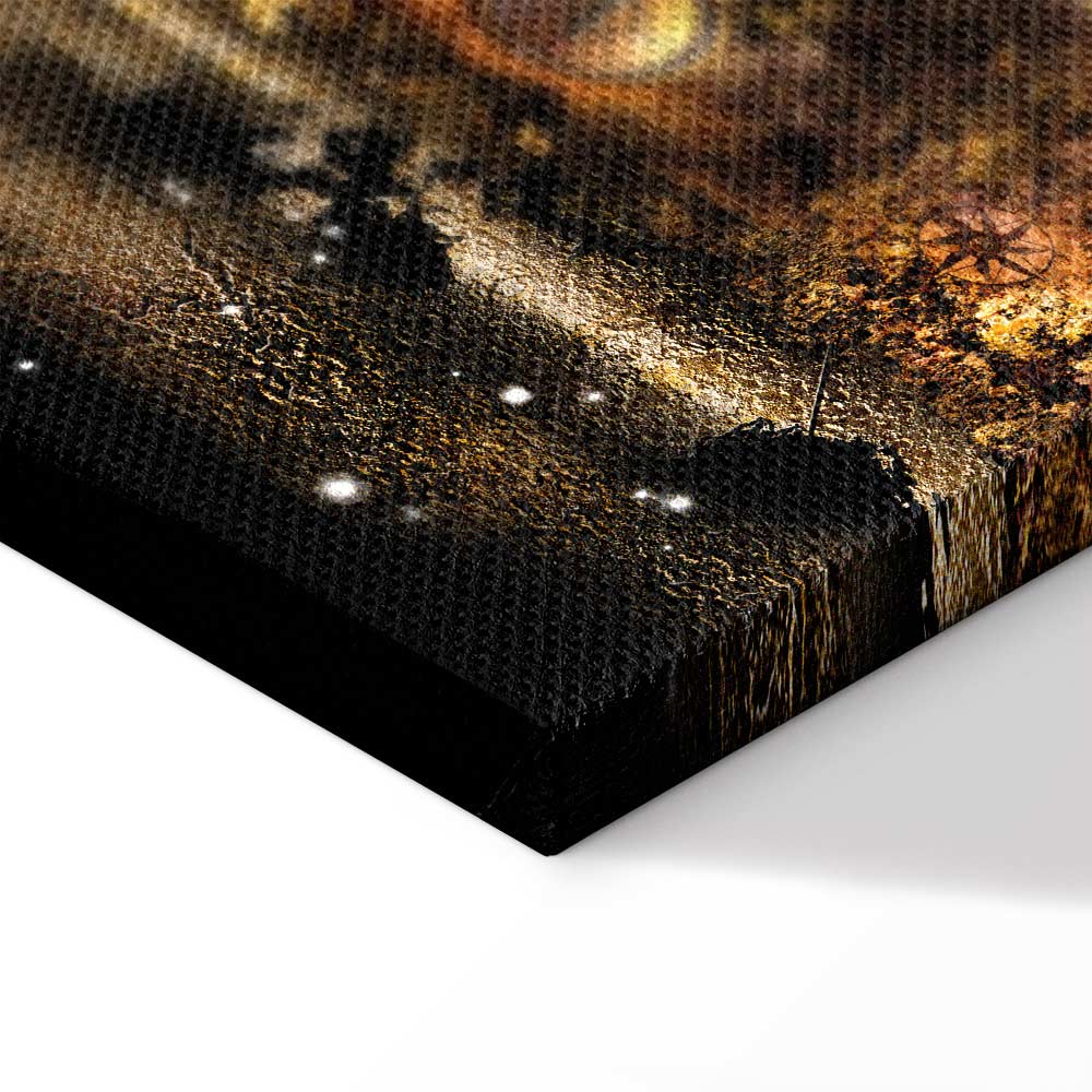 Illuminated World Map Night Canvas Print