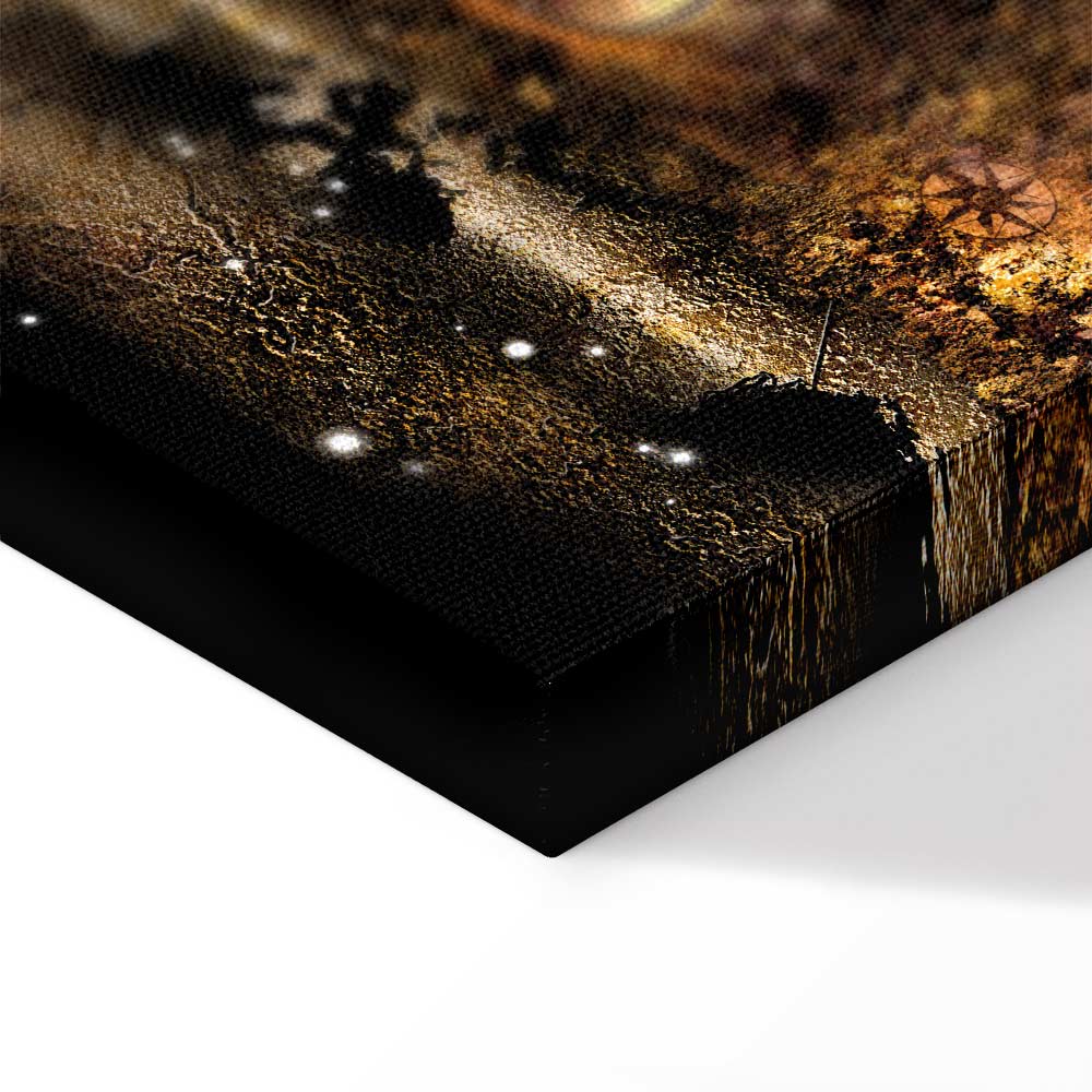 Illuminated World Map Night Canvas Print