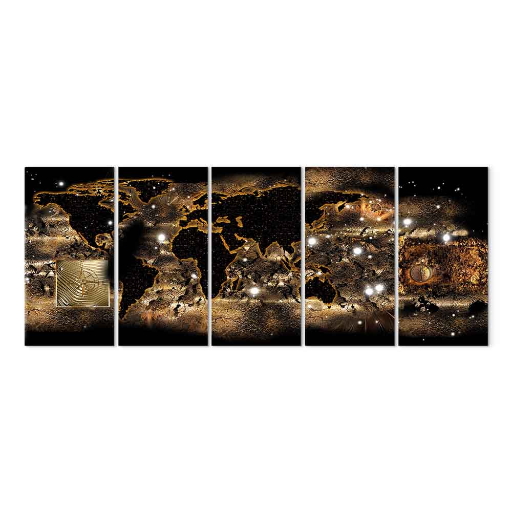 Illuminated World Map Night Canvas Print