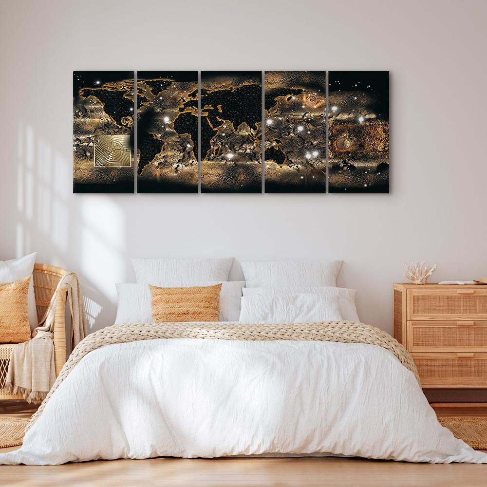 Illuminated World Map Night Canvas Print