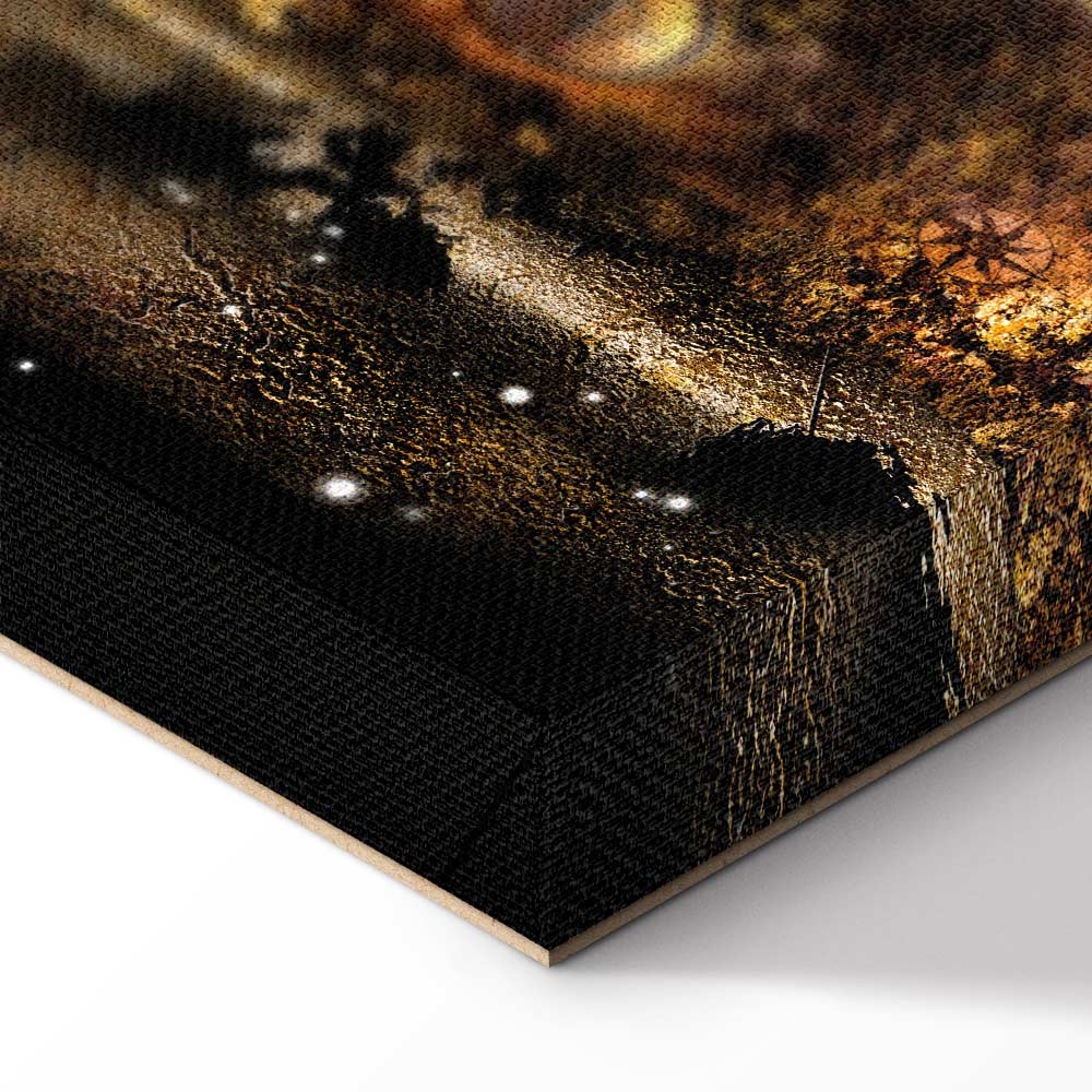 Illuminated World Map Night Canvas Print