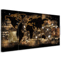 Illuminated World Map Night Canvas Print