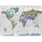 Colorful World Map Geography Study Wall Mural