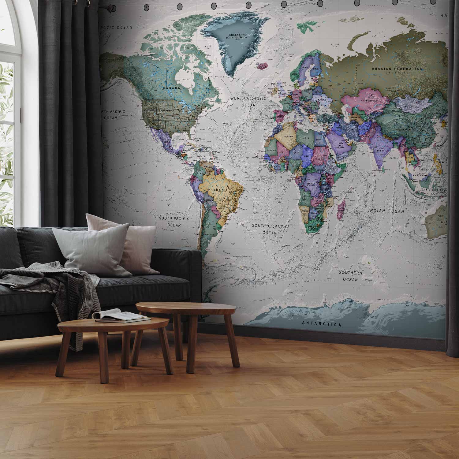 Colorful World Map Geography Study Wall Mural