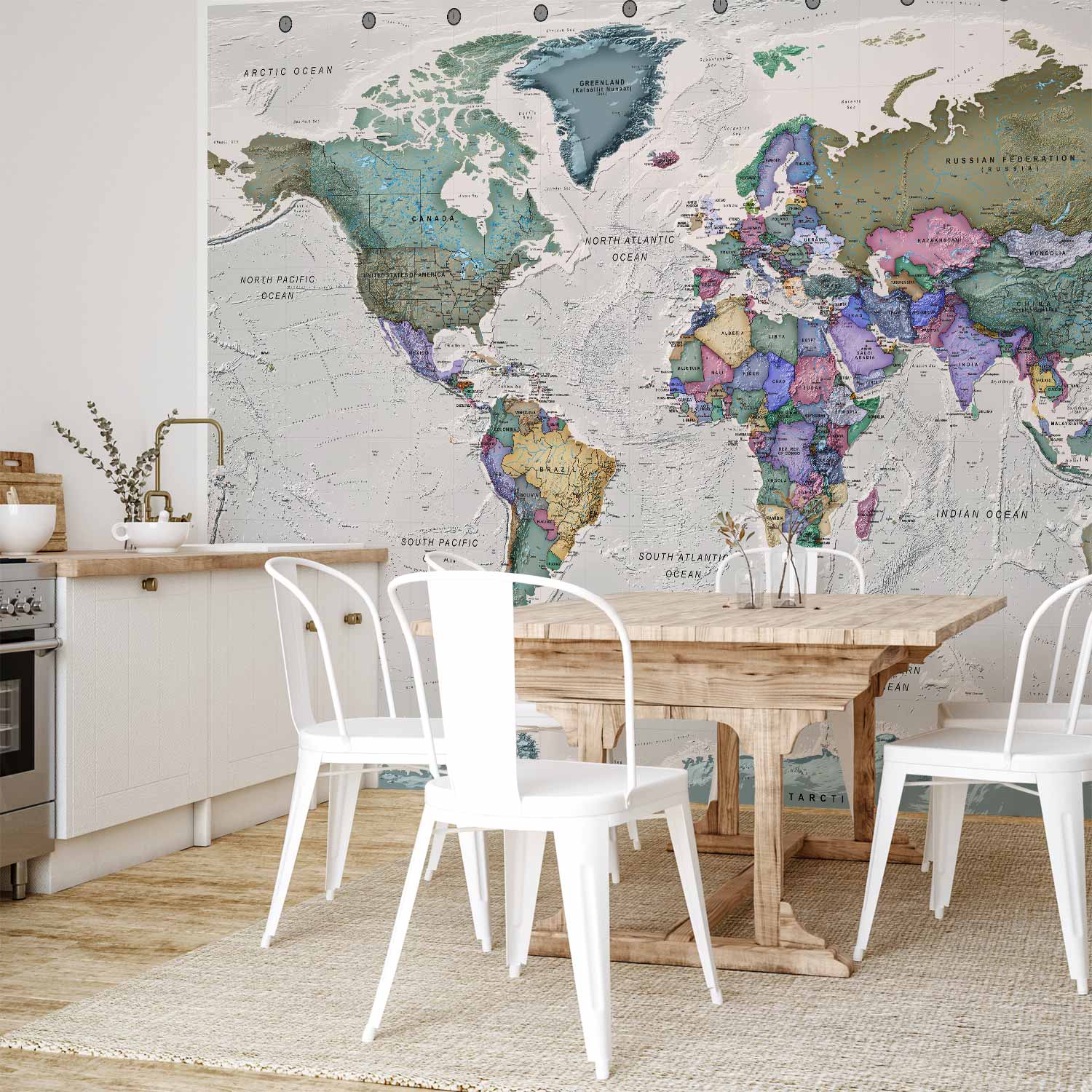 Colorful World Map Geography Study Wall Mural