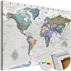 World Destinations Map Colourful Decorative Pinboard