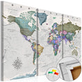 World Destinations Map Colourful Decorative Pinboards