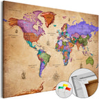 Colourful World Map Travel Decorative Pinboard