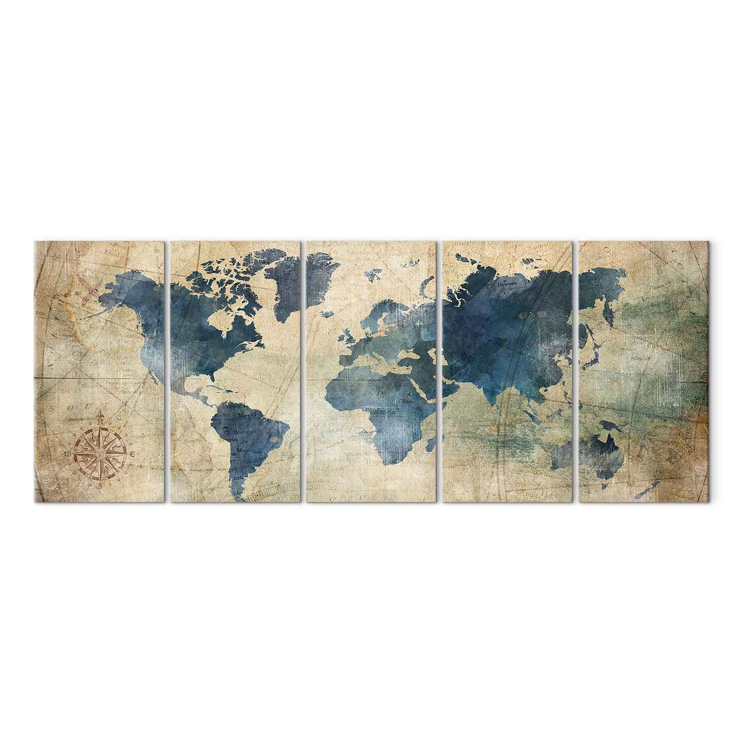 Retro World Map Vintage Canvas Print