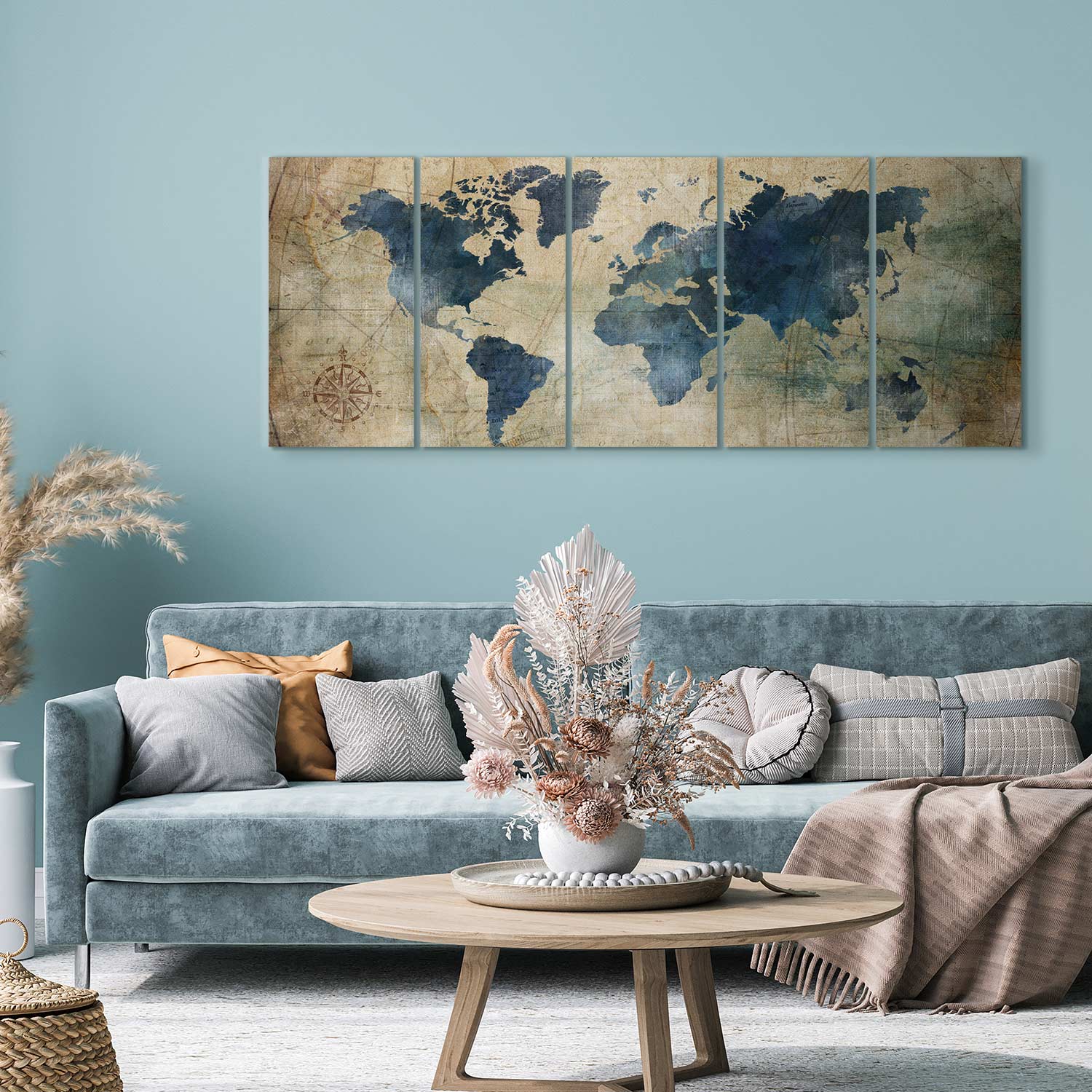 Retro World Map Vintage Canvas Print