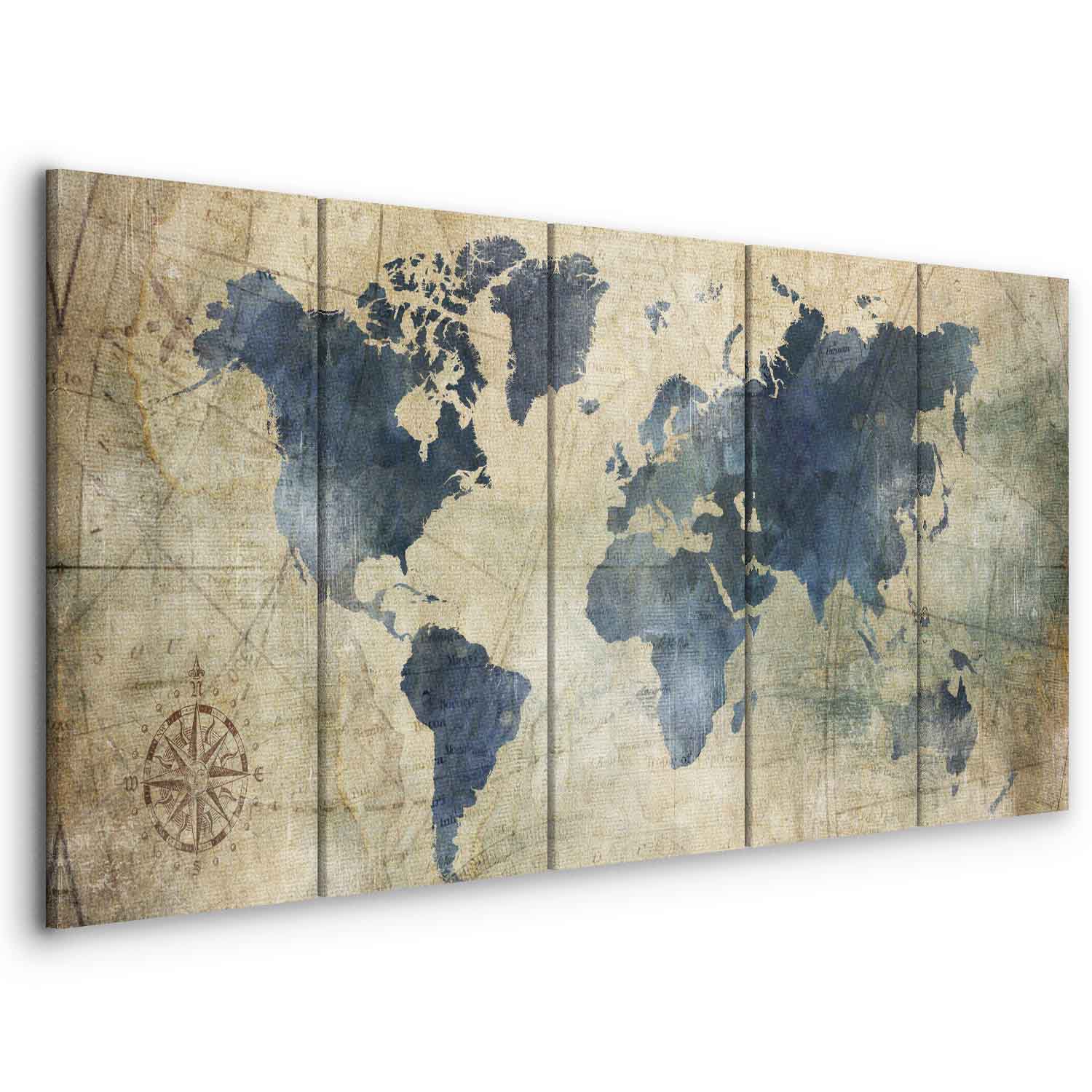 Retro World Map Vintage Canvas Print