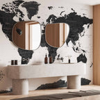 Black and White World Map Wall Mural
