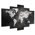 Dark World Map 5-Part Wide Canvas Print