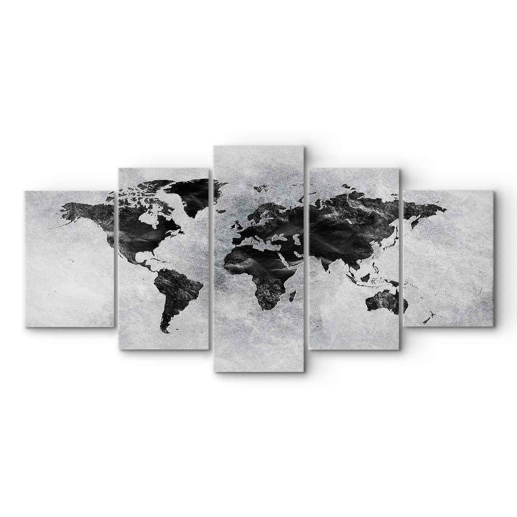 Concrete World Map Grey Canvas Print