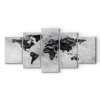 Concrete World Map Grey Canvas Print