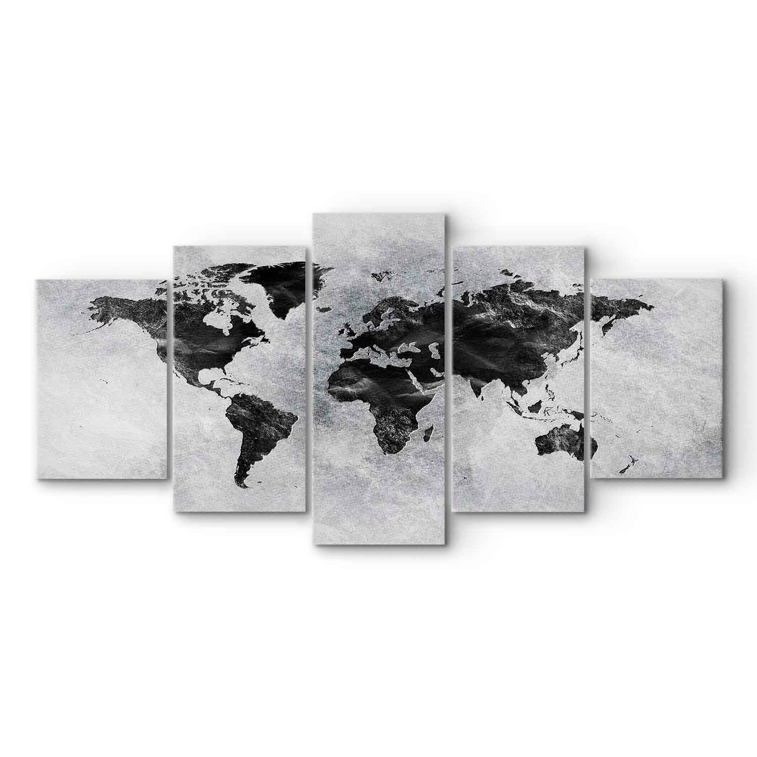 Concrete World Map Grey Canvas Print