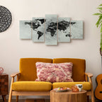 Concrete World Map Grey Canvas Print