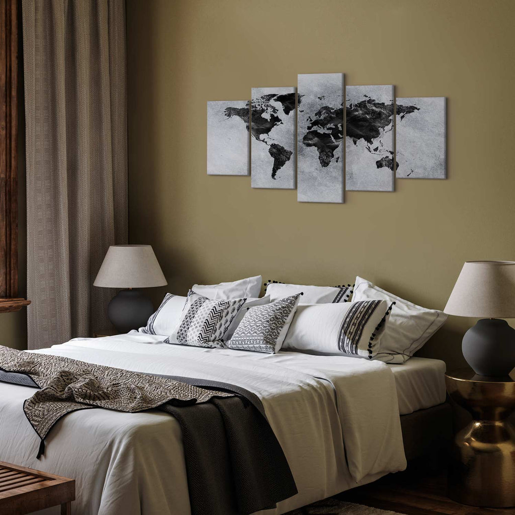 Concrete World Map Grey Canvas Print