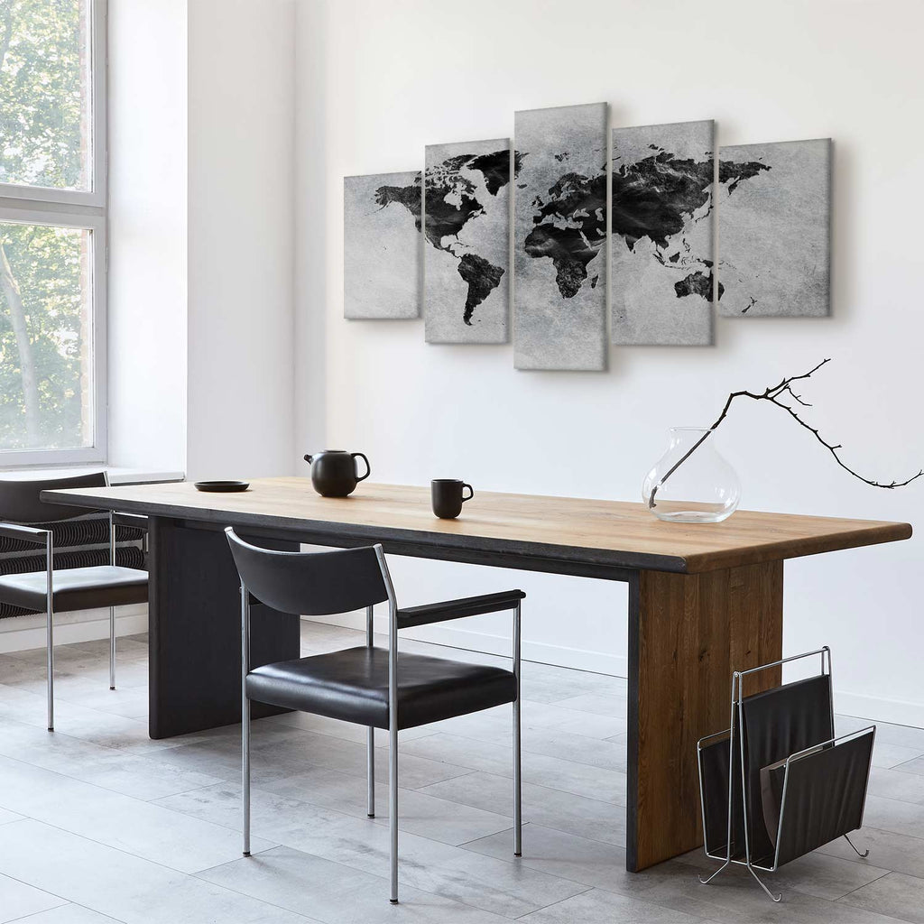 Concrete World Map Grey Canvas Print