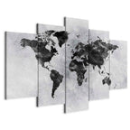 Concrete World Map Grey Canvas Print
