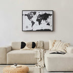 Monochromatic World Map Poster