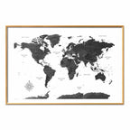 Monochromatic World Map Poster