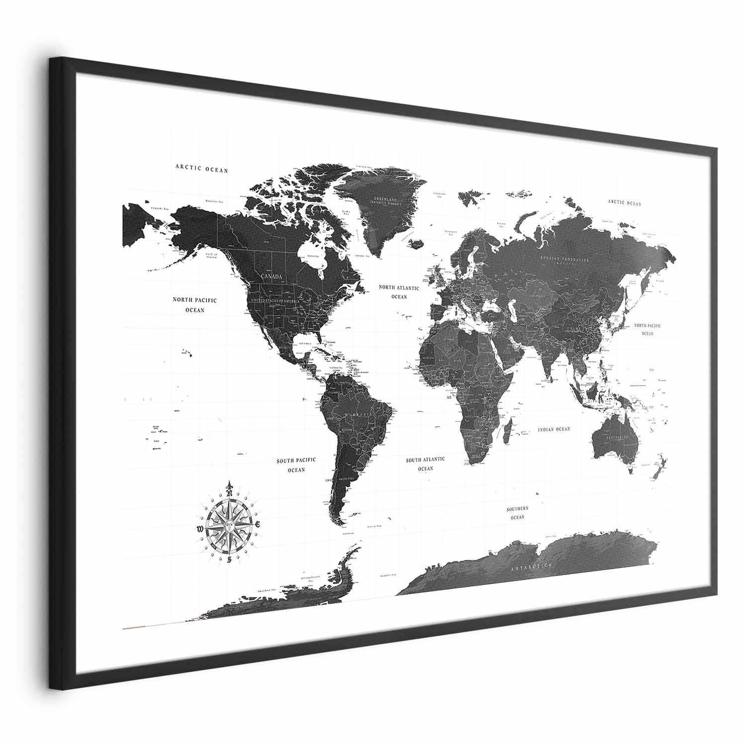 Monochromatic World Map Poster